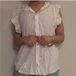white ruffle sleeve shirt